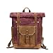 Produktbild TieNew Vintage Canvas Rucksack wasserdichte Outdoor-Reiserucksack Schule Schultertasche Leder Rucksack echte Leinwand iPad passen Haut und 15 "Laptop-Tasche für Männer und Frauen (Rotwein)