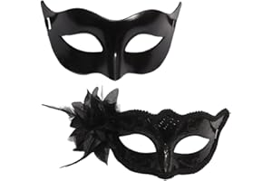 WFKKMEQ Masquerade Mask Couples Set, 2PCS Venetian Party Mask Fancy Dress Accessories Set Masque Costume Dress Party Accessories Cosplay Venetian Masks for ​Masquerade Venetian Carnival Dres