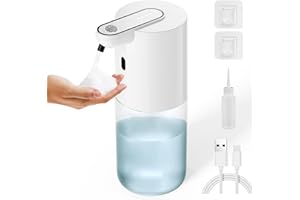 ‎JOSNOWN Josnown Automatischer Seifenspender, Wiederaufladbarer Elektrischer Seifenspender mit Berührungsloser Infrarot Sensor, Weiß Wandmontag Seifenspender für Bad, Toilette, Küche, Büro (400ml)