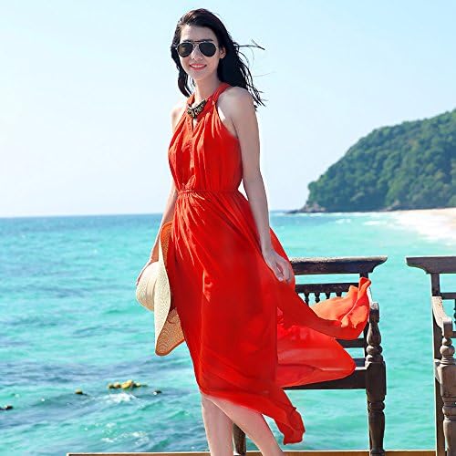 Mayihang Dress Skirt Holiday Skirt With Long Skirt,Orange Dress,Summer Beach Skirt,S