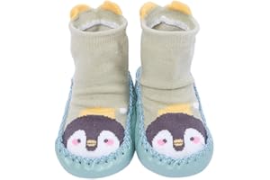 Snegyu Cute Cartoon Animal Pattern Baby Boys Girls Non-slip Cotton Slipper Socks Shoes Baby Moccasins Toddler Shoe Socks