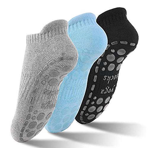 GOAMZ Yoga Socken rutschfeste Sportsocken für Damen mit Gummisohlen Atmungsaktivität ideal für Yoga Tanz Pilates Fitness von Größe 36 bis 41(3 Farben)