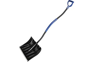 ORIENTOOLS Snow Shovel for Snow Removal with D-Grip, Steel Handle and PP Head with Durable Aluminum Edge Blade, Large Capacity Shovel for Garden Car Camping Outdoor