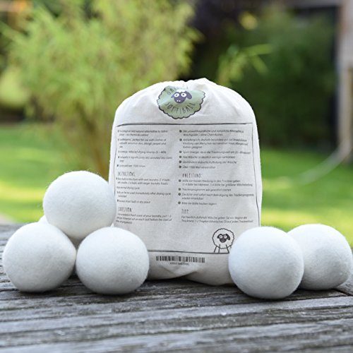 Original Softiball natürliche Trockner-Bälle (6er Pack) für Wäschetrockner – handgefertigt aus 100% Premium-Schafwolle – die umweltschonende Alternative zum chemischen Weichspüler – Trocknerkugeln - 2