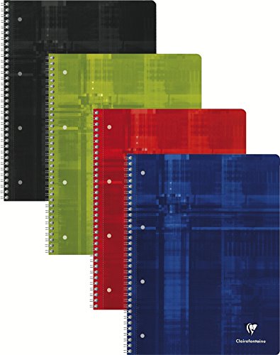 Clairefontaine Collegeblock (mikroperforiert mit Ringbuchlochung farbige Blätter, DIN A4+, 22,5 x 29,7 cm, 120 Blatt, 90g, kariert mit Rahmen) farbig sortiert,5 Stücke