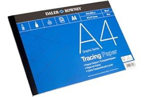 DALER ROWNEY Daler-Rowney Graphic Series, Tracing Paper, Smooth Surface, 60 gsm, 40lb, Pad, Glued 1 Side, A4 - 8.3 x 11.7in - 21 x 29.7 cm, 50 sheets