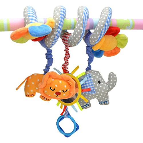 Happy Cherry Baby Süß Hängenden Spirale mit Musik Sound, Activity Spiral Plüschtiere Spielzeug, Beschwichtigen Schlaf Spielzeug für Baby Süßsbett/ Kinderwagen – Elefant Blau - 3