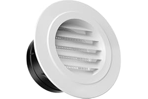 Hon&Guan 100mm Lüftungsgitter mit Insektenschutz Fliegengitter, 100mm Weiß Abdeckung Lüftungsrohr Round Soffit Vents, ABS Entlüftungsabdeckung für Garage, Bad, Küche, Außenwände, Trockner, Dachboden