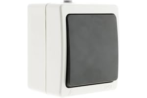 Zenitech, Aquae, Pulsante Impermeabile IP54 per Montaggio Superficiale, Bianco e Nero, Corrente 10 A, Design Moderno, Facile da Installare, Resistente All'Acqua e alla Polvere