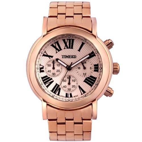 Time100 Moderne Herren-Armbanduhr mit romanischen Nummern-Skalas und drei Anzeigen Rosagold #W80009G.03A Time100 Moderne Herren-Armbanduhr mit romanischen Nummern-Skalas und drei Anzeigen Rosagold #W80009G.03A