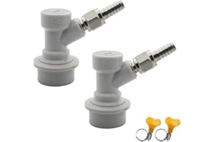 PERA Corny Keg Ball Lock - Desconexión de gas MFL 1/4, incluye tuercas giratorias de 5/16, 2 abrazaderas de gusano gratis para elaboración casera