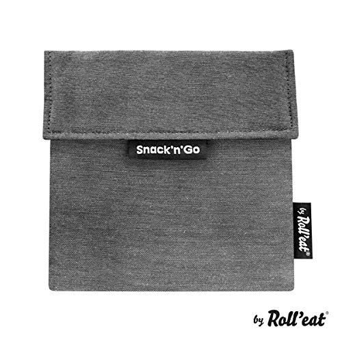 Rolleat - Snack'n'Go Eco - Bolsa Merienda Porta Snacks Ecológica y Reutilizable sin BPA | Funda Porta Sandwich, Unisex, Color Negro