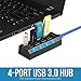 Produktbild KDQ1 USB 3.0 Hub 4 Ports Geschwindigkeit 5 Gbps für PC Laptop mit Ein/aus-Schalter Schwarz