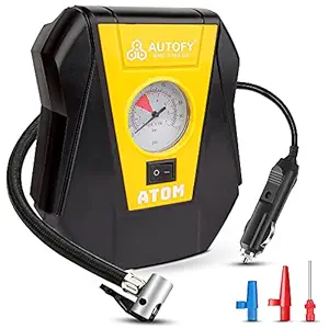 Autofy Atom 1 Year Warranty Car Tyre Inflator 100PSi Rapid Mini Portable Air Compressor Pump (4 Meters Long Wire ? 12V DC)