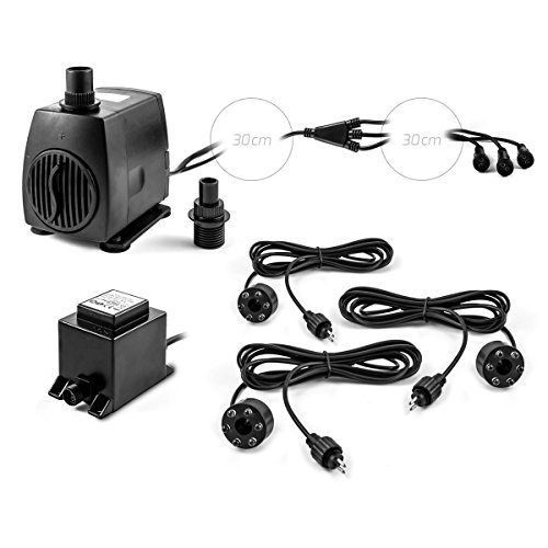 Springbrunnen Pumpe SP3 Springbrunnenpumpe mit 3x LED Ring Beleuchtung