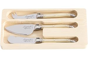 Laguiole Style de Vie Juego de cuchillos para queso Premium Line, 3 piezas, perla