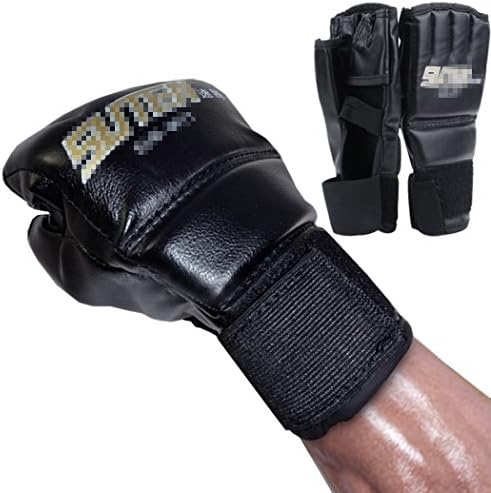Sparring Gloves - All4you Half Mitts Hide Leather Grappling MMA Gloves UFC Cage Fighting Boxing Glove
