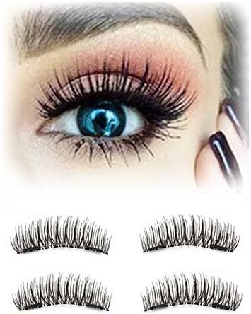 [2018 Upgraded Version] Runhome Easy to Apply Magnetic False Eyelashes Extension Full Strip, GLUE FREE Reusable Hand Made Ultra Thin Natural Look Double Magnets Fake Eye Lashes 1 Pair/4PCS