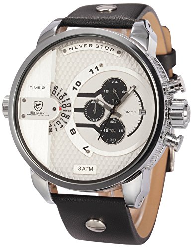 Shark Herren Armbanduhr Quarzuhr mit Schwarze Armband aus Leder Datumanzeige SH163 Shark Herren Armbanduhr Quarzuhr mit Schwarze Armband aus Leder Datumanzeige SH163