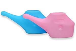 ANCIENTIMPEX Healthgoodseu Lot De 2 Pots Neti En Plastique Pour Le Nettoyage Nasal - Rose Et Bleu - Pour Couple - Design Compact Et Facile À Transporter - Traitet Naturel Pour Sinus, Infections Et Congestion