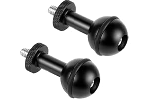 FEICHAO 2 piezas de aluminio de 1 pulgada de cabeza de bola extendida equipo de buceo al aire libre soporte de fotografía 1/4 longitud ajustable de tornillo compatible para cámara de acción (negro)