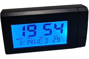 AUVEACH Termometro Orologio Digitale Auto Misuratore di Temperatura Calendario Mini Monitor con Display LCD Tempo Temperatura Clock Display Blu