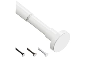 WELDUN Barra de tensión de cortina extensible, 46-190 cm, barra telescópica para cortinas de ducha, barra de resorte ajustable fuerte para ventana, baño, dormitorio blanco