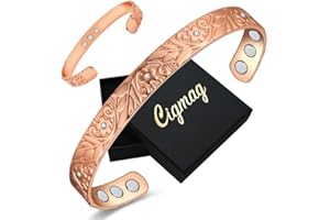 Cigmag Lymphdrainage Magnetarmband für Damen Herren Kupfer Verstellbar mit Entfernungswerkzeug und Geschenkbox 1-2