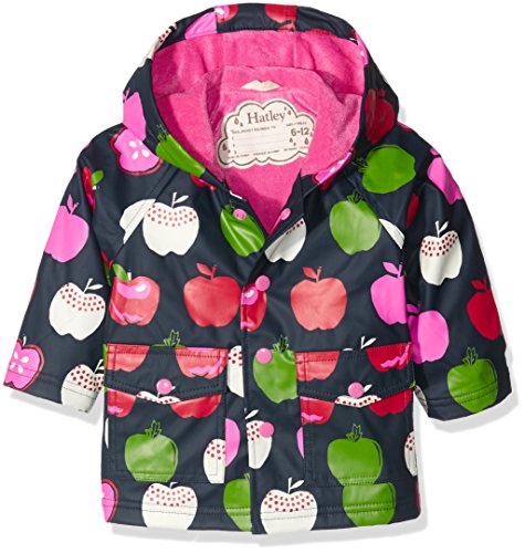 Hatley Baby Girls 0-24m Infant Nordic Apples Raincoat, Blue, 6-12 Months