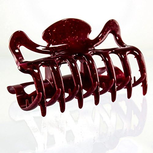 1Pcs Hairclaw large 9cm in dark red with golen glitter - Made in Germany - WeLoveBeads
