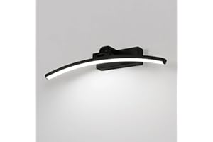 DELIPOP Luz de Espejo Baño LED 40cm, Impermeable Luz de Pared de Baño Espejos IP44, Lámpara de Espejo Moderno para Muebles de Maquillaje Aparato Montado en la Pared, Blanco Frío 6500K, Nero