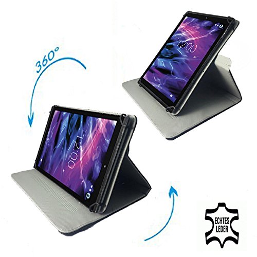 Tablet Tasche für Huawei MediaPad X2 (GEM-701L) Schutz Hülle Etui mit Standfunktion + Touch Pen – 7 Zoll Echtleder Schwarz 360° - 2