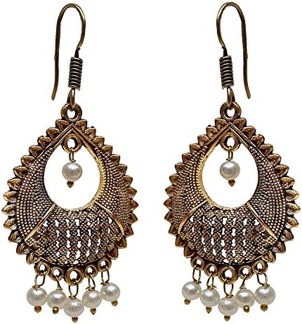 Lucky JewelleryDainty Drop Earring with Golden Oxidised Plating (73-AEO-D307-W)