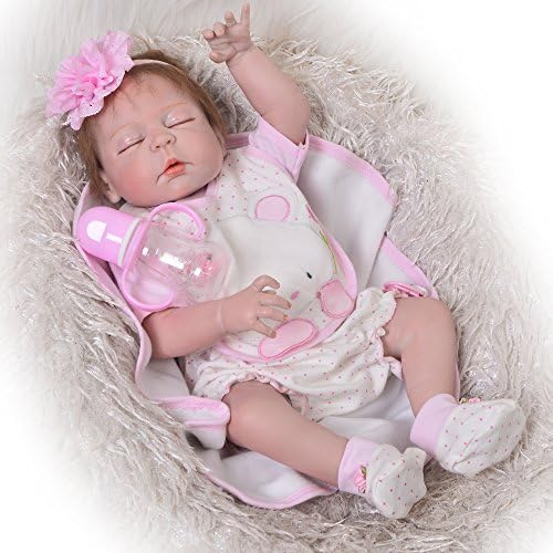 Newborn doll 2018 Handmade 23 Inch Reborn Baby Doll Sleeping Full Silicone Vinyl Babies Kids Birthday Gift (red)