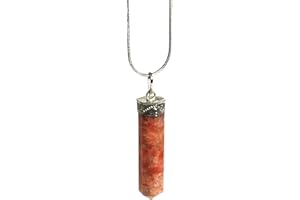 REIJU Stone of Confidence - Reiki Energy Charged Sunstone Crystal Point Pendant with Silver Chain (Beautifully Gift Wrapped)