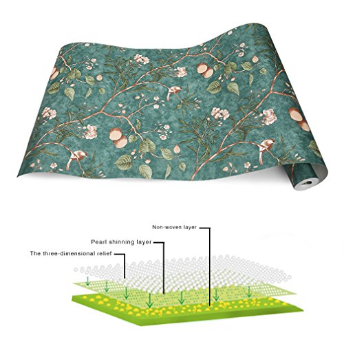 KINLO® Vliestapete Blumen TOP Qualität 10×0.53M Tapete Vlies Modern Tapete Wand für Büro Tapete Muster Papiertapete Retro Fototapete 3d Effekt Wandaufkleber Wasserdicht Wandtapete für Wohnzimmer 2 Jahren Garantie - 5