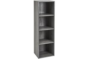 LOLAhome Estantería Cubo de Madera para Despacho, Librería, Dormitorio o Despensa (Gris, 4 estantes (106 cm))