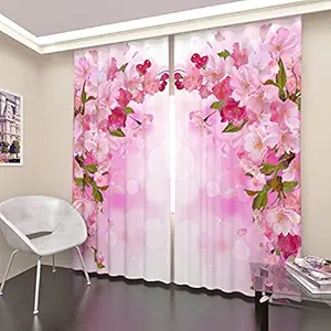 balaji textile 3D Purple Flower Digital Printed Polyester Fabric Curtains for Bed Room, Living Room Kids Room Window/Door/Long Door Pack of -2 (4 x 9 Feet ( Size : 48 x 108 Inch) Long Door)
