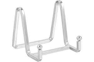 DIDUDIDU Soporte Platos Mesa Caballete Expositor - 1 Piezas Plata Soportes para Platos Decorativos - Soporte de Placa para Exhibicion - Caballetes de Hierro Para Marcos de Fotos | Libros | Arte - 3 Pulgadas