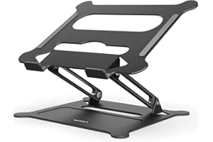 MAXESLA Laptop Stand for Desk, Foldable Laptop Riser, Portable Laptop Stand Adjustable Height with Heat-Vent, Laptop Riser Compatible with MacBook Air/Pro, Dell, HP, Lenovo, More 10-17" Laptops, Black