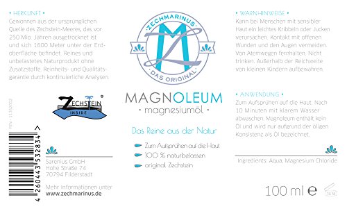 Magnesiumöl original Zechstein MAGNOLEUM Set 100 ml Spray + 1000 ml Glas-Flasche zum Nachfüllen mit Trichter – dermatologisch klinisch getestet – Magnesium-Öl-Spray – Magnesium Oil – Zechsteinmeer Magnesiumchlorid - 5