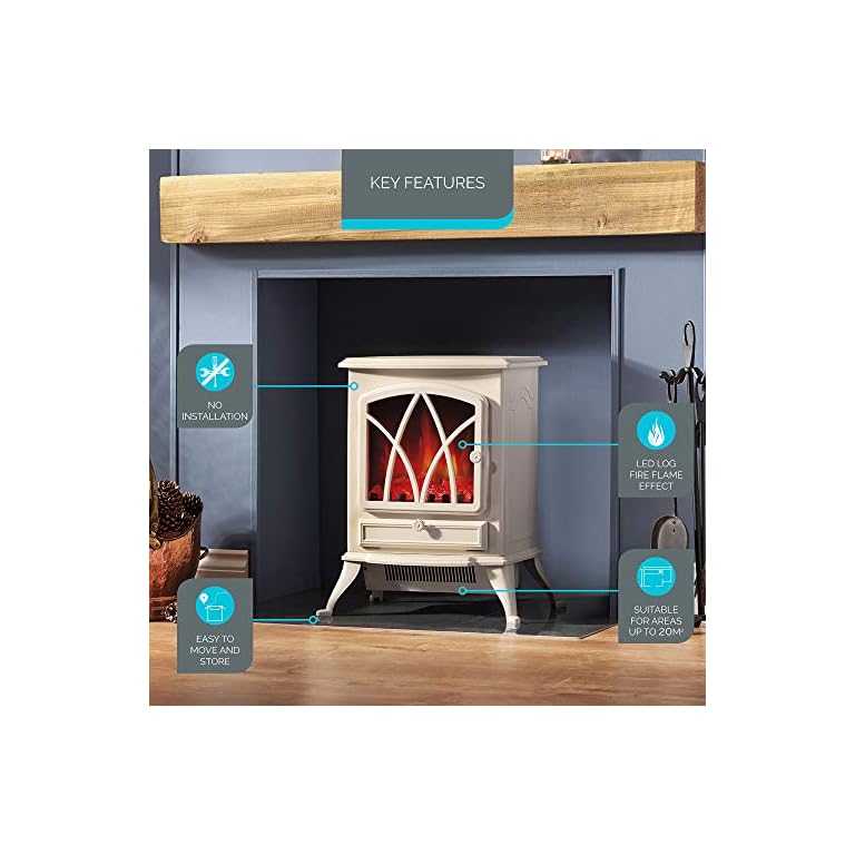Zennox 2000W Electric Stove Fire Place, Portable Free Standing Heater