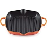 Le Creuset Grill quadrato profondo Evolution in ghisa vetrificata, 30 cm, Arancio, 20200300900422