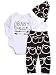 Baby Boys Girls Cotton Jumpsuit Babysuit Romper+Bear Printed Pants+Hat Summer Outfit Set (0-3M, white)