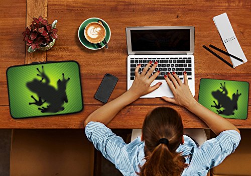 PEDEA Design Schutzhülle Notebook Tasche bis 17,3 Zoll (43,9cm) mit Mauspad und schnurloser Maus, Green Frog - 7