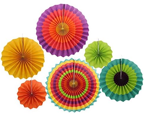 Paper Fan Fiesta/Birthday/Carnival/Kids Party Supplies Favors Colors Hanging Decoration (multicolor)