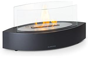 ‎KLARSTEIN Klarstein Tischkamin Indoor, Tragbarer Bio Ethanol Tischkamin, Bioethanol Kamin, 4-6H Brenndauer, 2,2kW Tischkamin Ethanol Innen, Geruchsneutrales & Rauchfreies Tischfeuer Indoor & Outdoor, 25x25x40cm