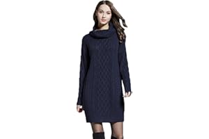 HZQIFEI Vestiti Donna Invernali, Abito in Maglia Aderente Maglione Manica Lunga Vestito Casual Mini Vestiti