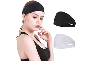 Unicra Bandas para el pelo antideslizantes que absorben el sudor para yoga, fitness, deportes, correr, se adapta a todos los tamaños de cabeza y debajo de cascos (paquete de 2)