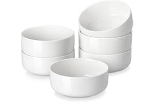 MALACASA, série LUNA, Lot de 6 Bols à Céréales en Porcelaine de 640ml, Bols à Soupe et Flocons d'Avoine de Cuisine en Céramique, Va au Lave-vaisselle, au Micro-ondes et au Four, Blanc